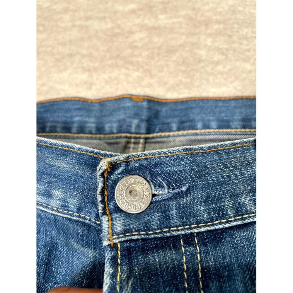 Levis‎ 501 Straight Leg Jeans Mens 38x34 Blue Whiskering Denim Cotton Button Fly